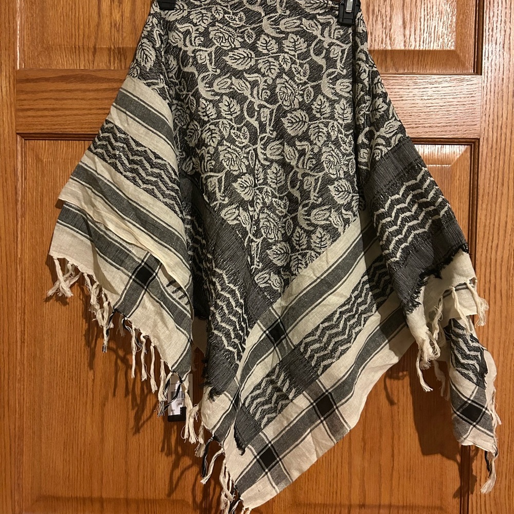 Chic Black and Cream Floral Scarf